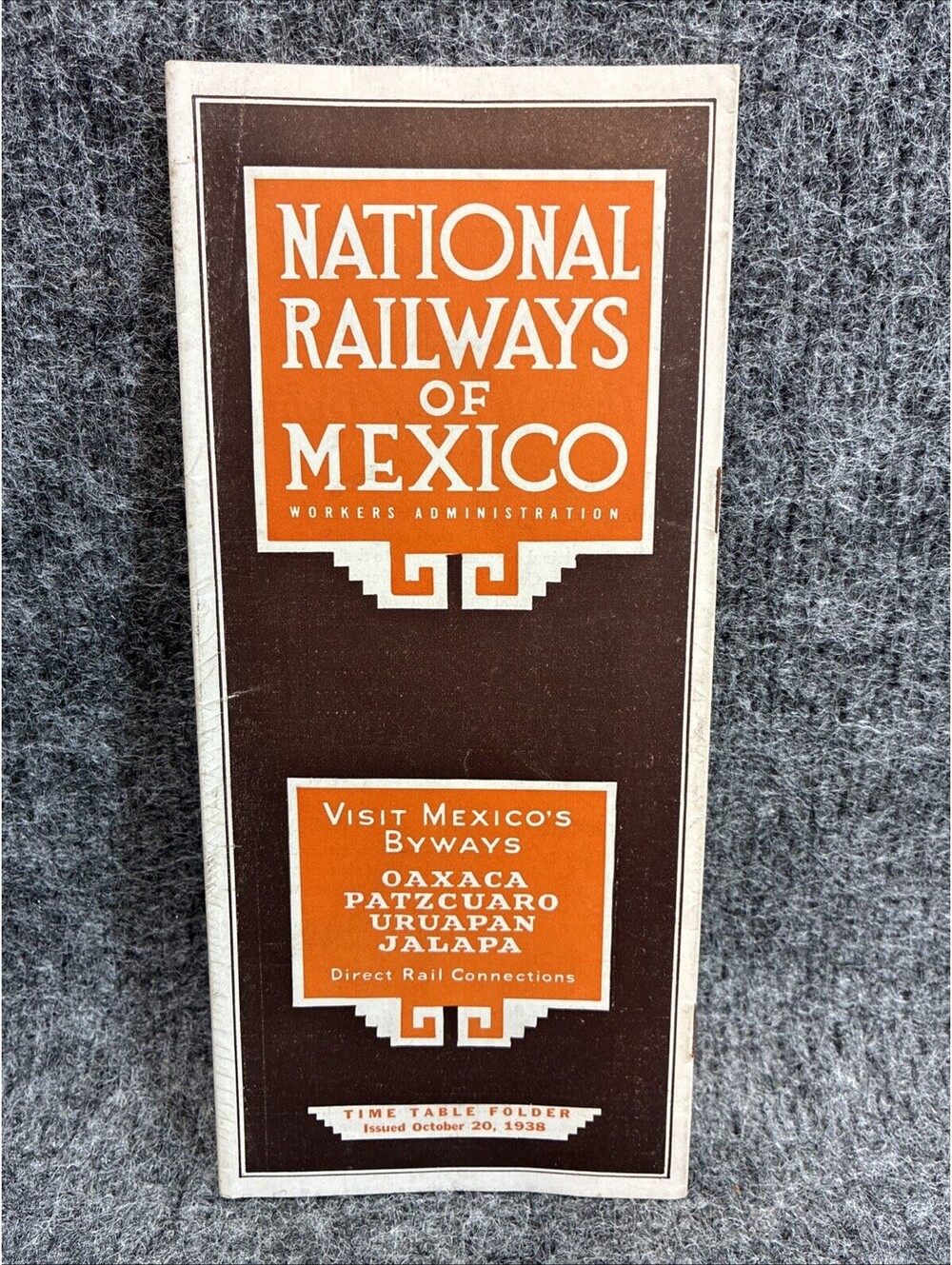 Rare 1938 National Railways of Mexico Timetable Workers Administration NDeM Map